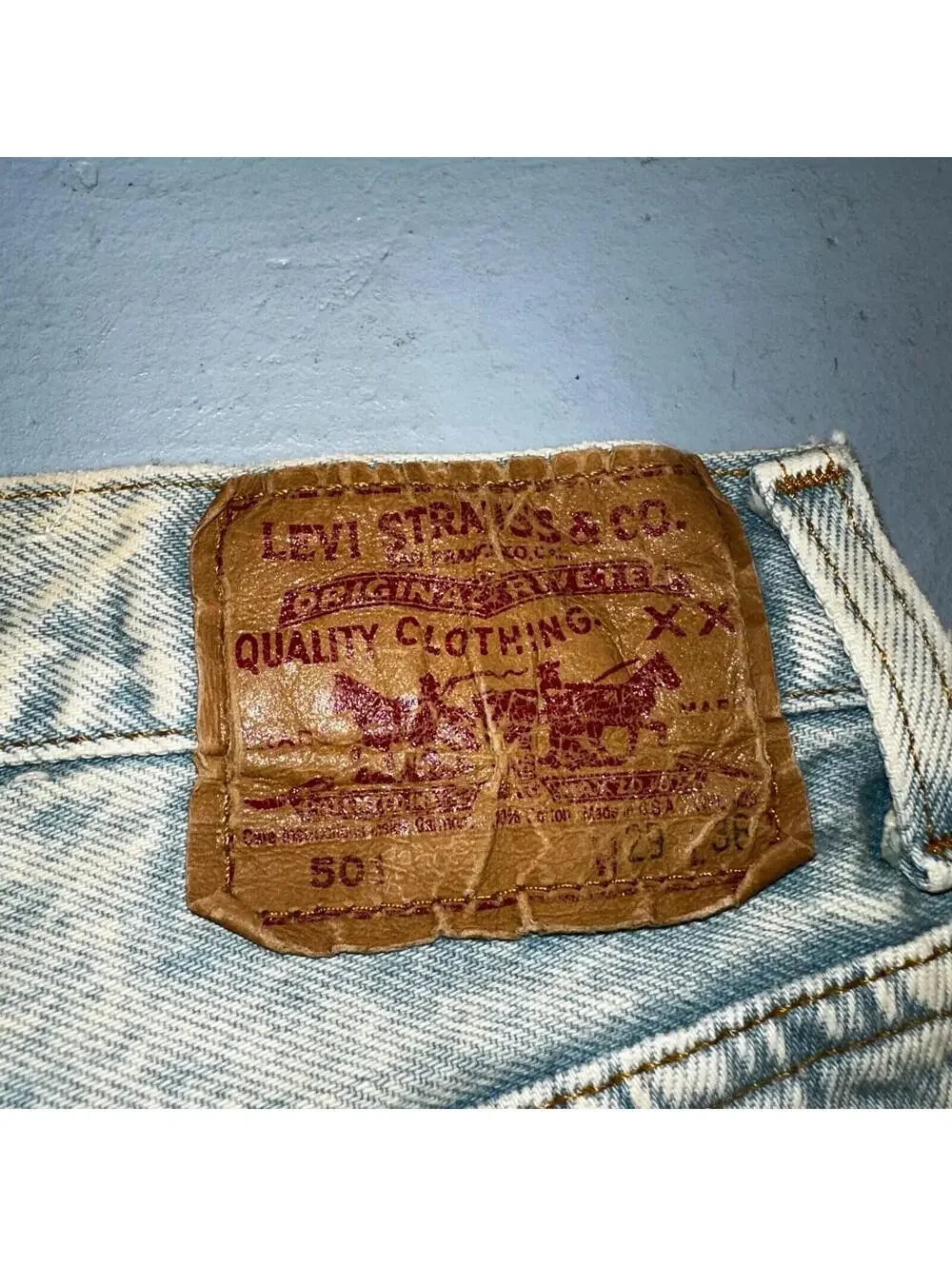 Levis 501 Vintage 90s USA XX Straight Leg Jeans Blue Light Wash 30x34 Act 27x34